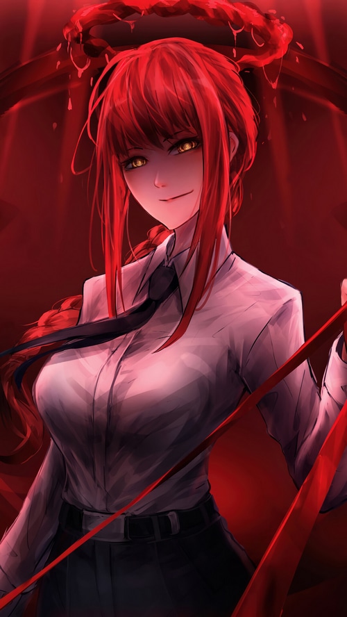 Makima from Chainsaw Man with red halo