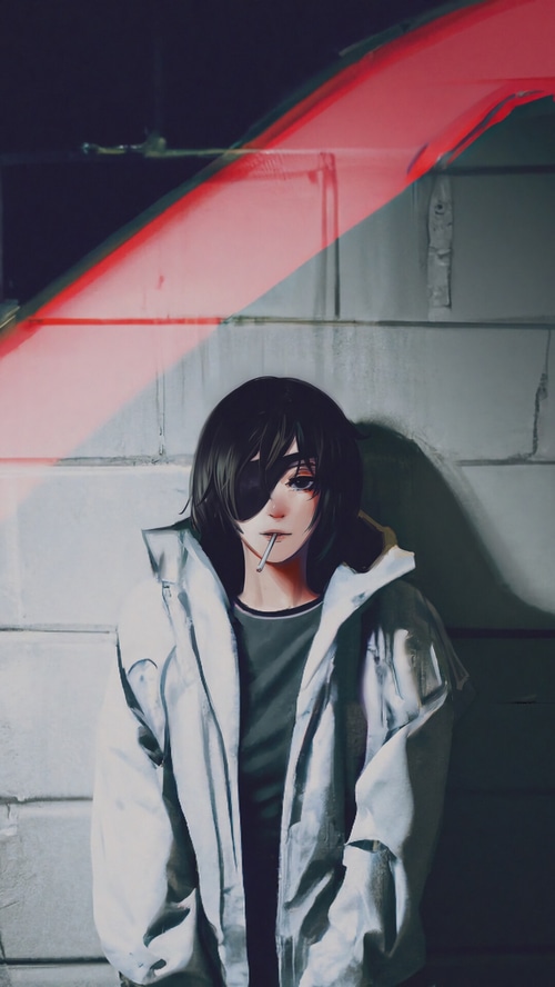 Himeno from Chainsaw Man with an eyepatch