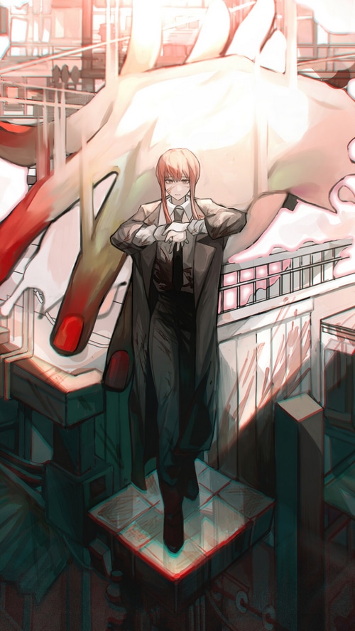 Makima from Chainsaw Man in a dark suit