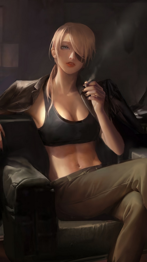 Quanxi from Chainsaw Man smoking a cigarette