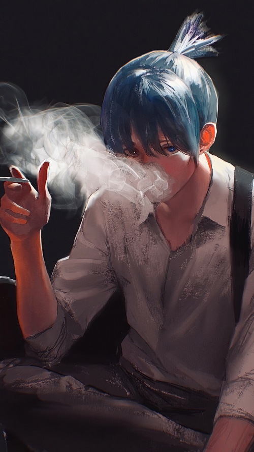 Aki Hayakawa from Chainsaw Man smoking