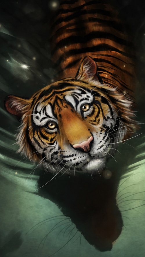 Digital Art of a Tiger in Water