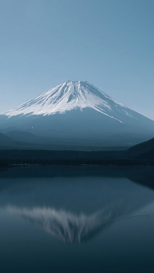 Mount Fuji reflected in a lake