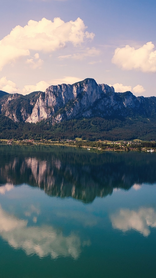 Mondsee Lake and Mountains in Austria