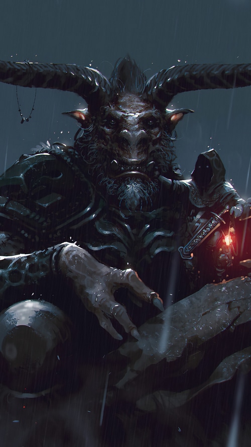 Fantasy Beast Warrior with Lantern