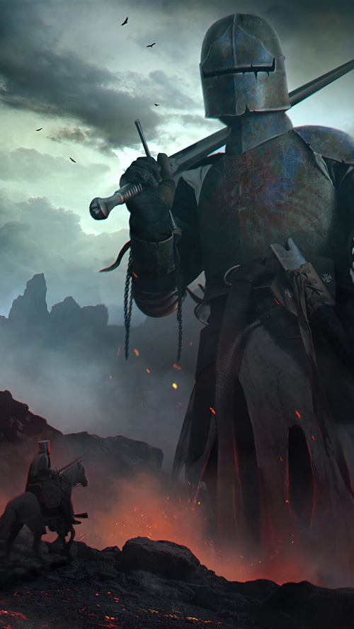 Giant Knight Warrior with a Knight on Horseback