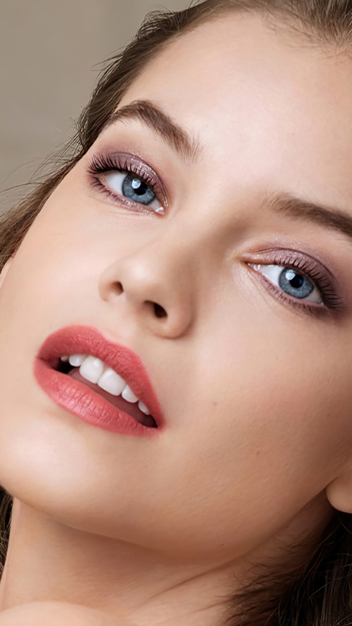 Barbara Palvin close-up portrait with makeup