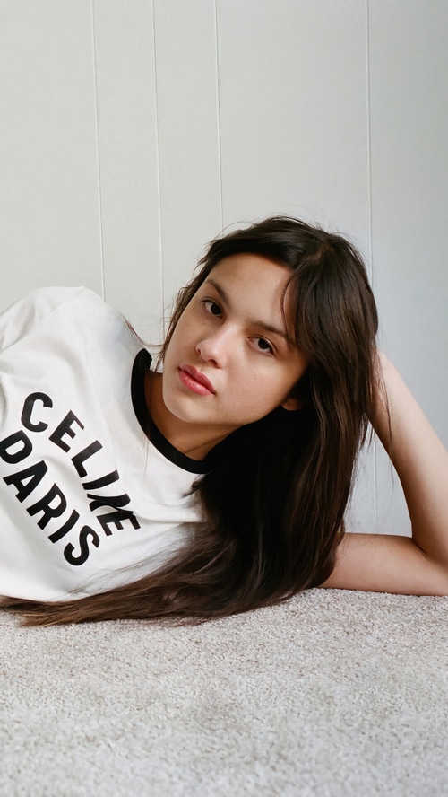 Olivia Rodrigo wearing a Celine Paris t-shirt