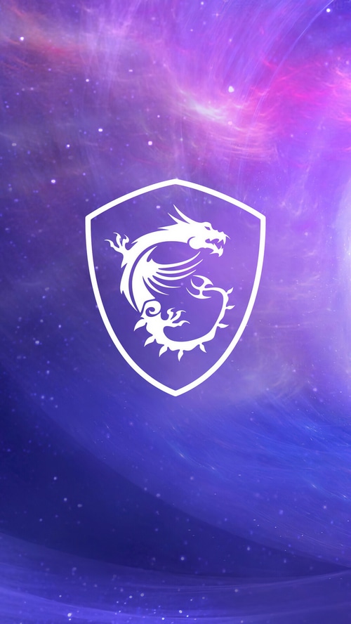 MSi logo on a purple and pink nebula background