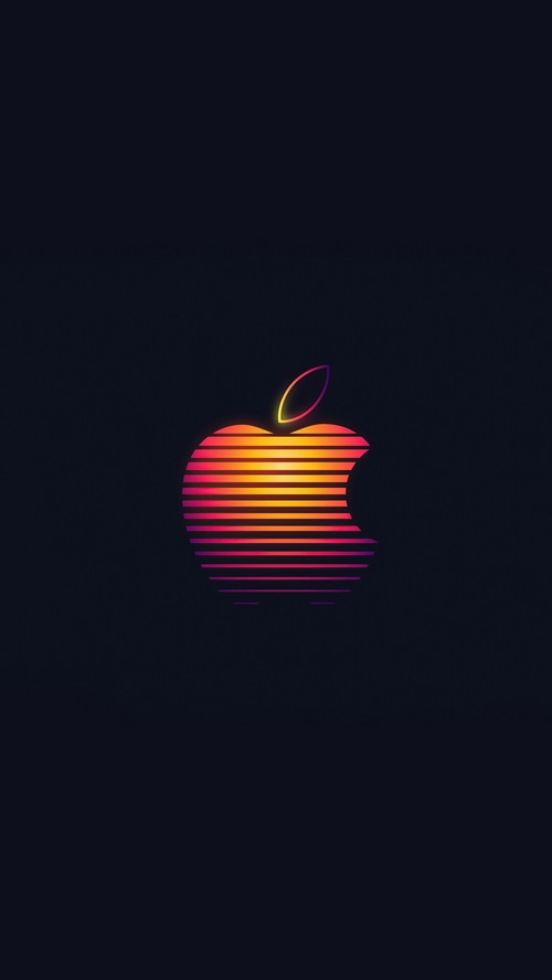 Apple logo with retro neon stripes