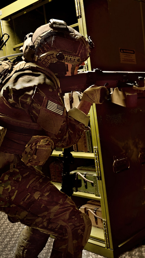 Soldier aiming a weapon in Call of Duty: Modern Warfare 2