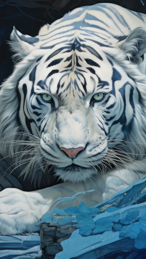 Close-up of a White Tiger's Face