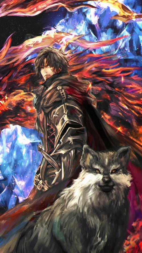 Clive Rosfield and Wolf from Final Fantasy 16