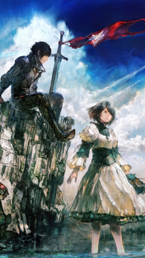Final Fantasy XVI: Clive and Jill on a Cliff