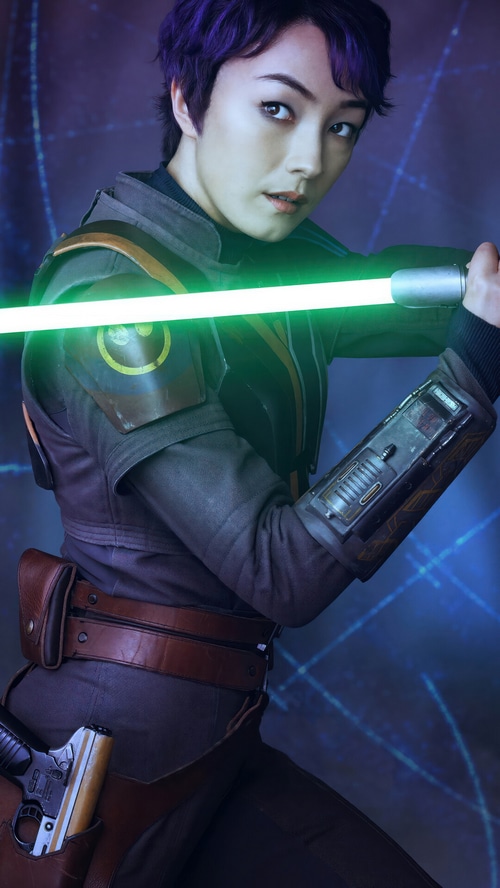 Sabine Wren with Green Lightsaber