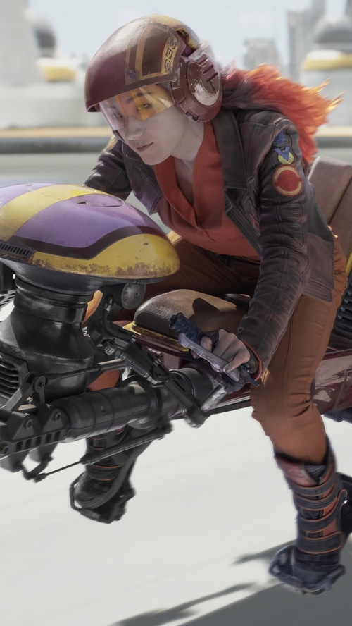 Sabine Wren on a Speeder Bike in Ahsoka