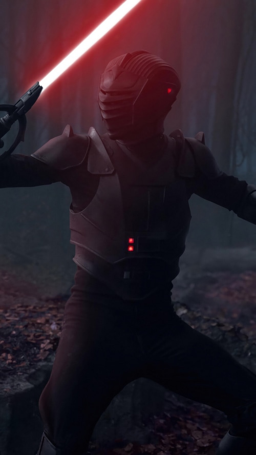 Marrok with a red lightsaber from Star Wars