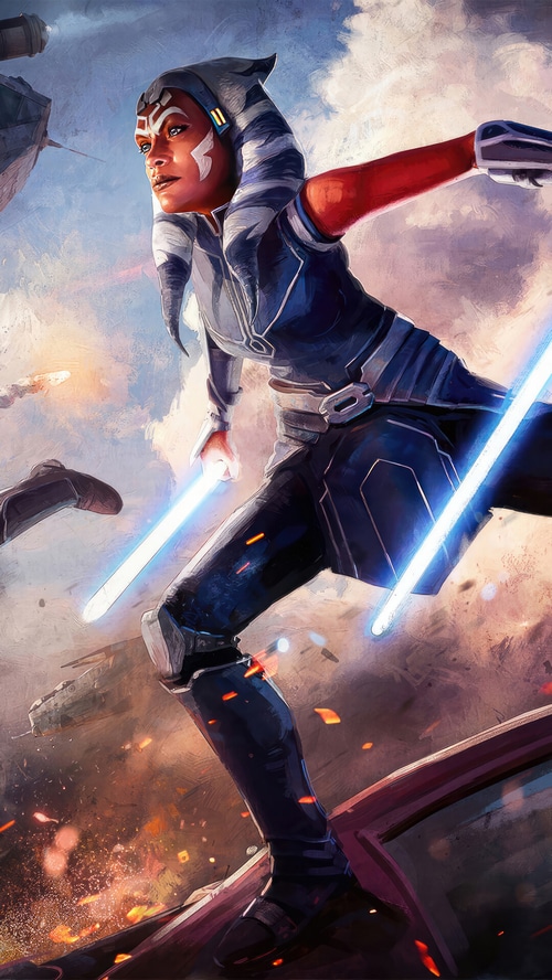 Ahsoka Tano with Dual Lightsabers in Star Wars Battle