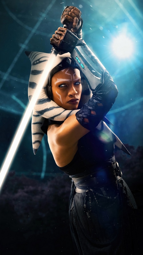Ahsoka Tano holding a lightsaber