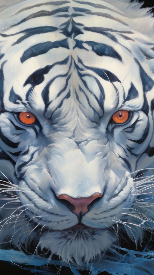 Close-up of a White Tiger's Face