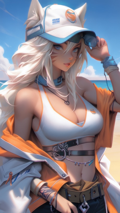Anime Fox Girl on a Beach
