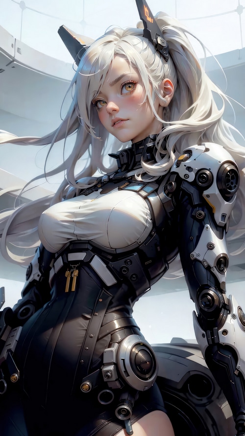 Anime Girl in Sci-Fi Cyberpunk Armor