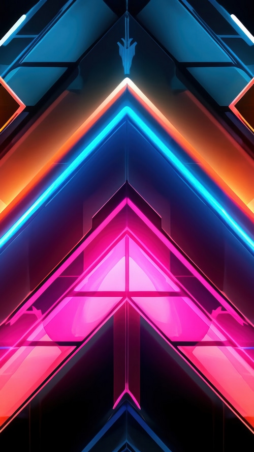 Abstract geometric shapes with neon lights