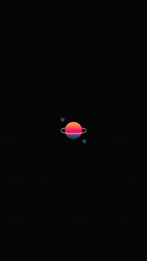 Minimalist planet with rings and moons