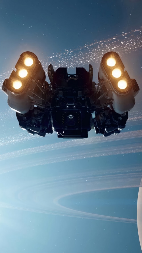 Starfield Spaceship in Orbit