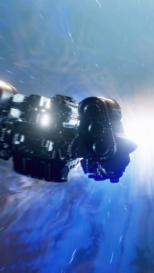 Starfield Spaceship in Nebula