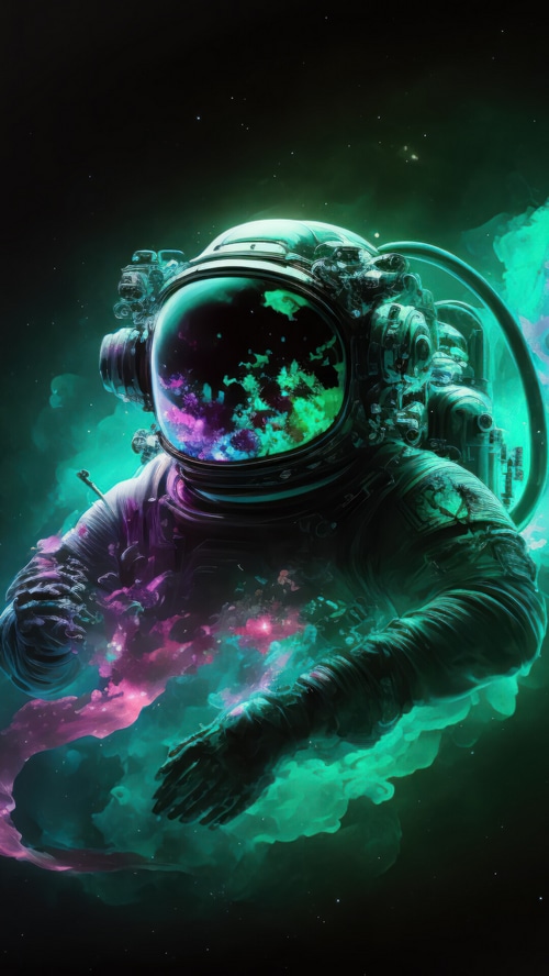 Astronaut in colorful nebula digital art