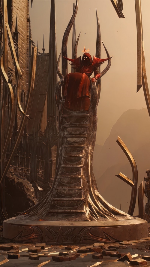 Remnant II: A figure in red sits on a throne