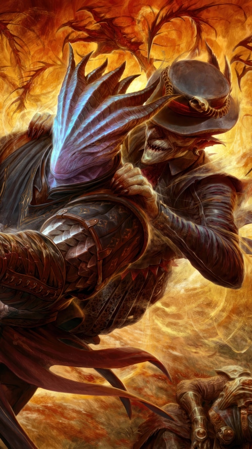 Baldur's Gate 3: Two demonic figures in a fiery battle