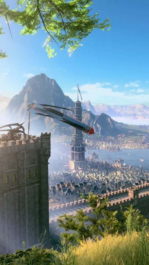 Baldur's Gate 3 Kingdom with Tower and Mountains