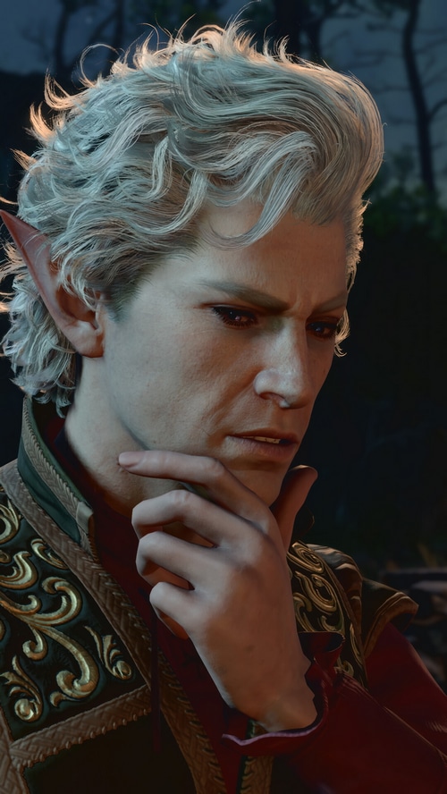 Baldur's Gate 3 Elf character close-up