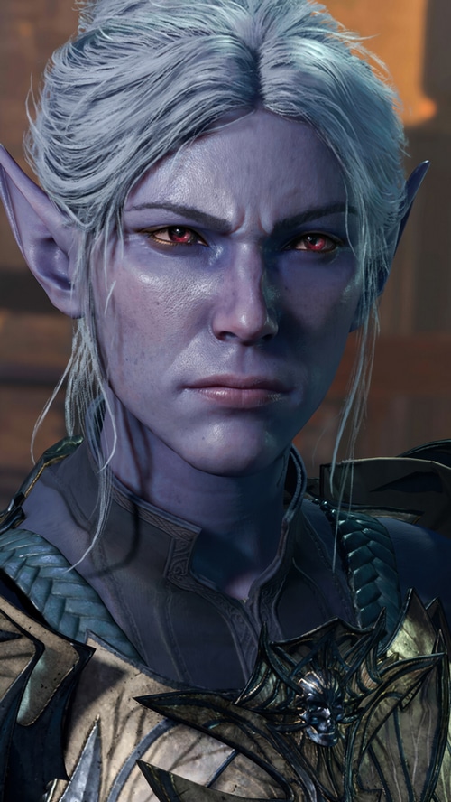 Baldur's Gate 3 Drow with red eyes