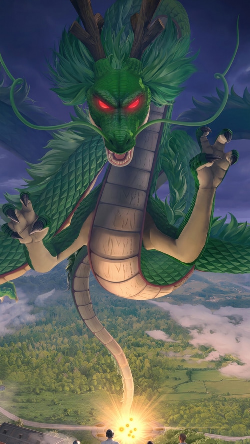Shenron from Dragon Ball Super appears over PUBG Mobile landscape