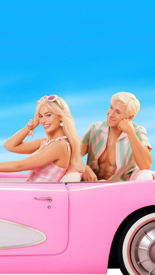 Margot Robbie and Ryan Gosling as Barbie and Ken