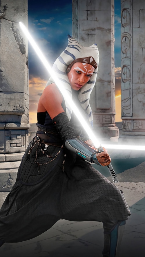 Ahsoka Tano holding a white lightsaber