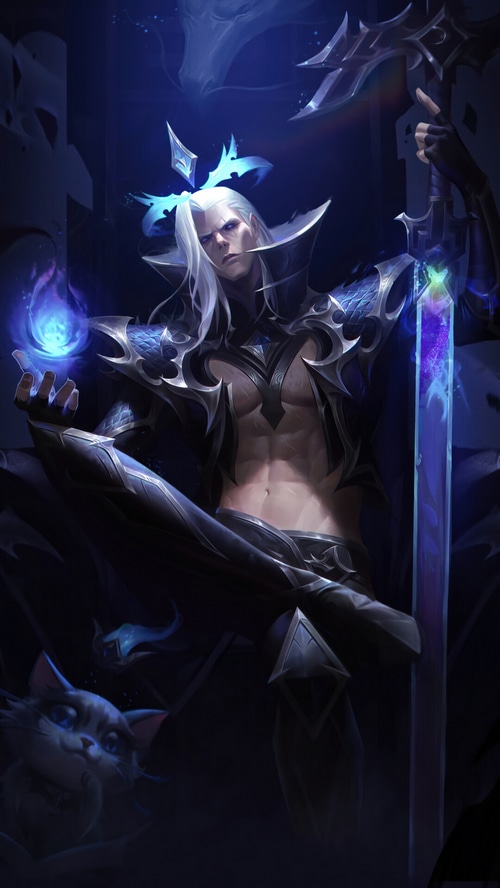 Viego from League of Legends with a sword and magic