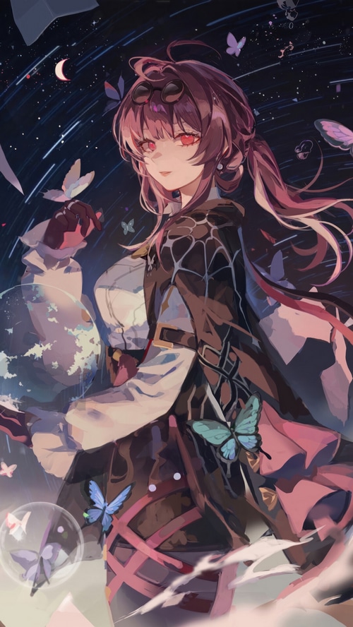 Kafka from Honkai: Star Rail with butterflies