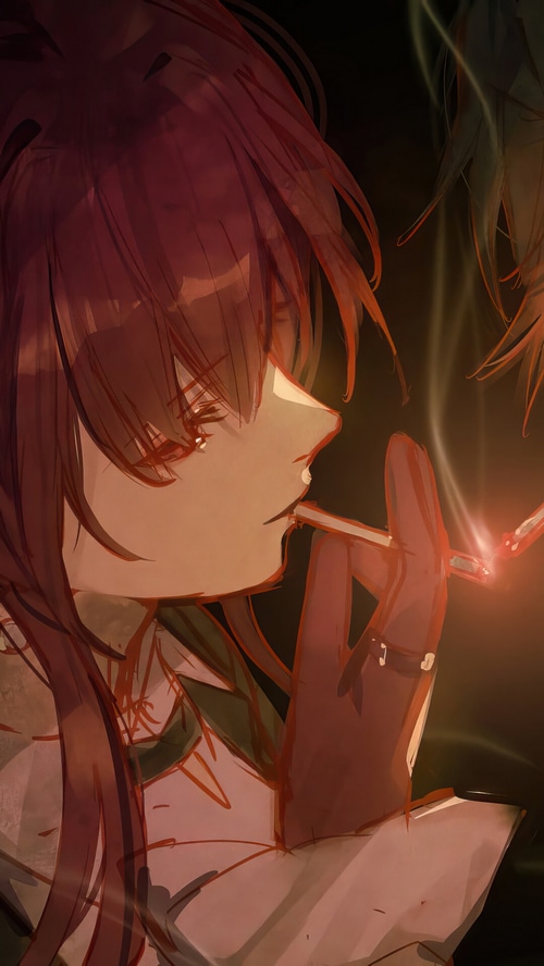 Kafka and Blade smoking in Honkai: Star Rail