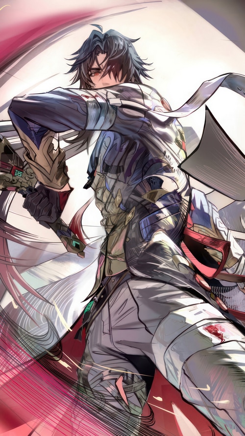 Blade from Honkai: Star Rail with a sword
