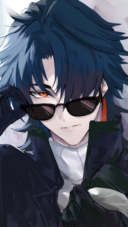 Blade from Honkai: Star Rail wearing sunglasses