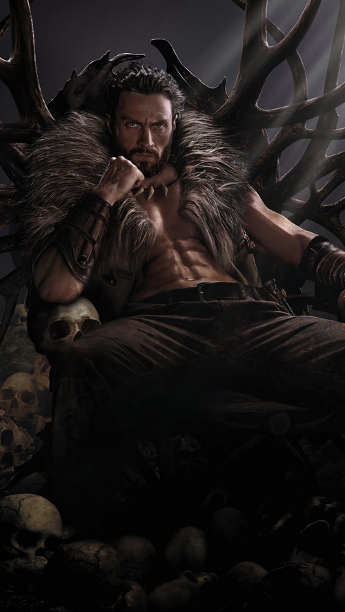 Kraven the Hunter Sitting on a Throne of Skulls
