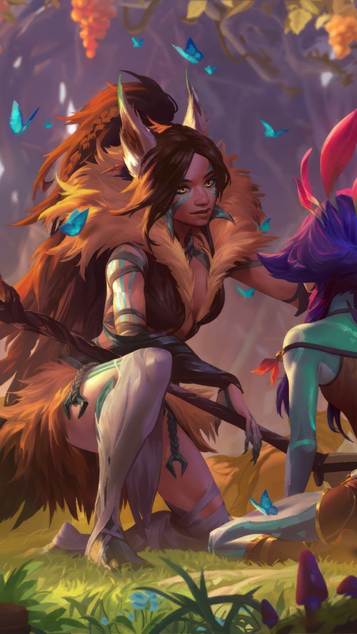 Nidalee and Xayah from League of Legends