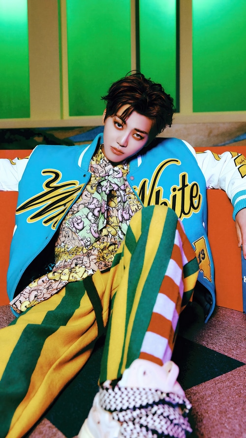 Jaemin from NCT DREAM in a colorful outfit