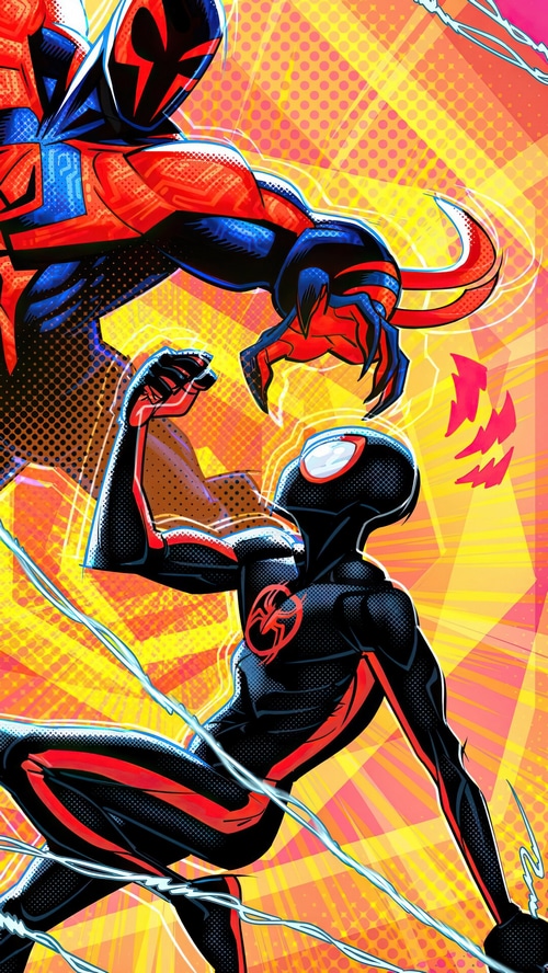 Miles Morales and Spider-Man 2099 in Spider-Verse