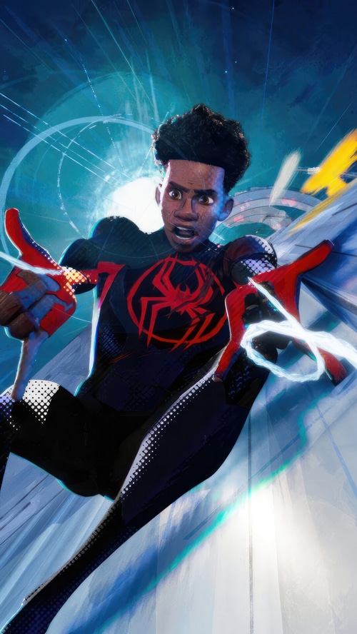 Miles Morales shooting webs in Spider-Man: Across the Spider-Verse