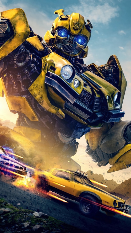 Bumblebee and Cars in Transformers: Rise of the Beasts